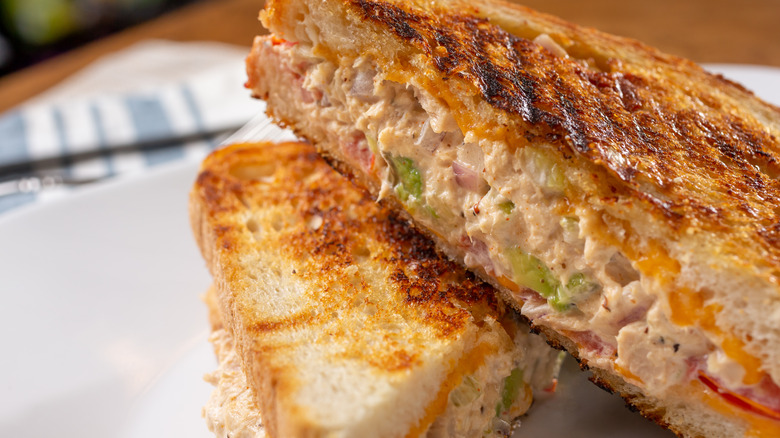 tuna melt cut in half