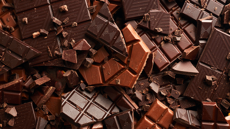 Various broken chocolate bars.